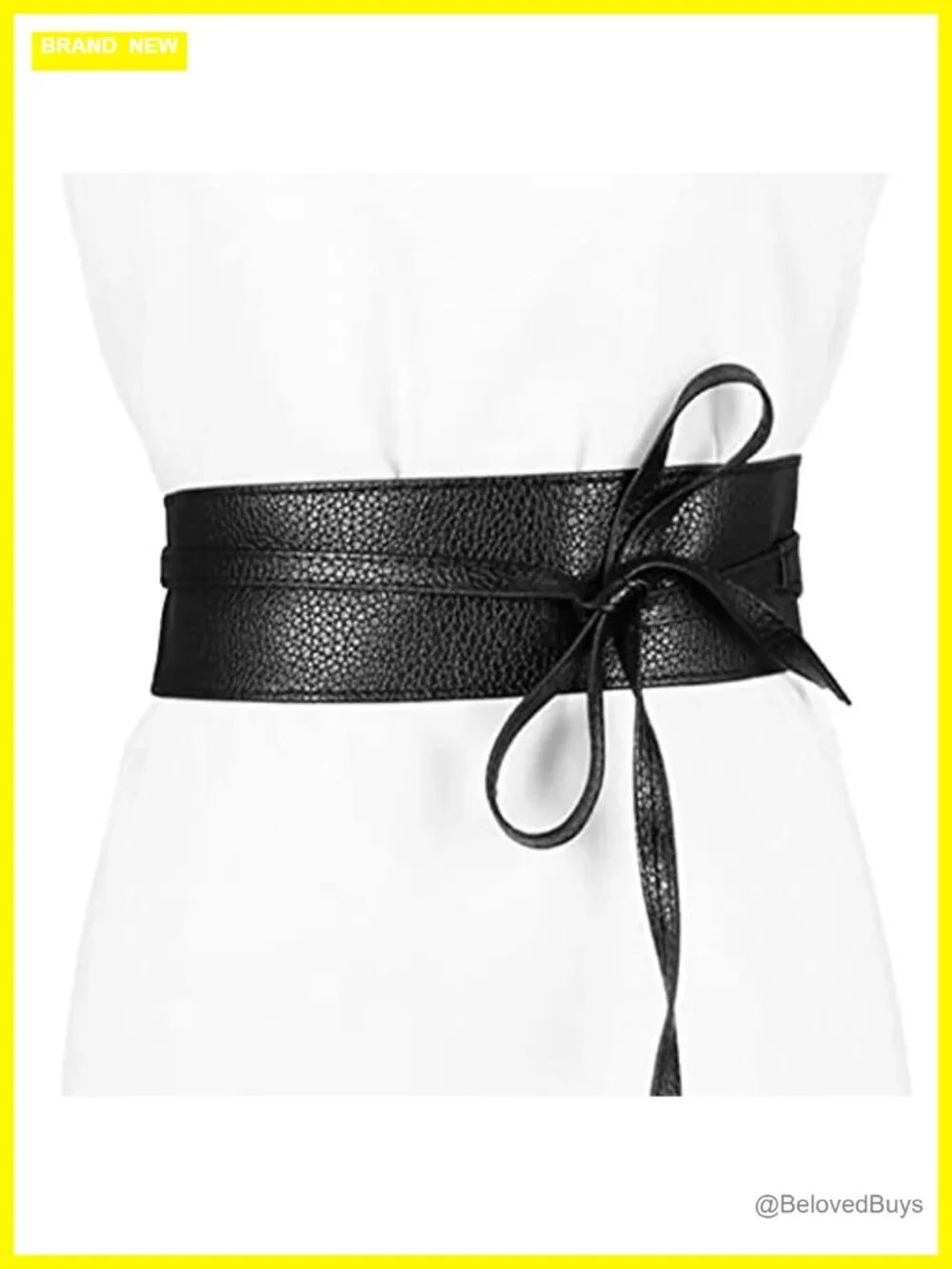 PU Leather Corset Waist Belt Retro Waspie Cinch Wide Tie Wrap Obi Style